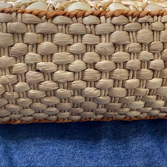 Large Corn Husk Structured Tote Shoulder Bag - Picture 10 of 14